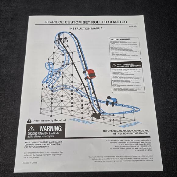 FAO Schwarz Roller Coaster Build Set 736 Piece Buildable Coaster - Picture 7 of 8